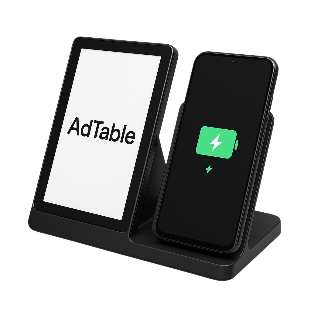 AdTable 스마트 테이블 - 광고 디스플레이와 무선 충전 시스템